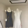 Luxus Chanel Hosenträger Grau Strick Luxus