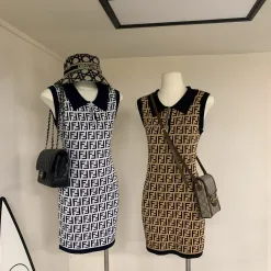 Hochwertige Fendi Weste Grau Strick Monogramm Luxus