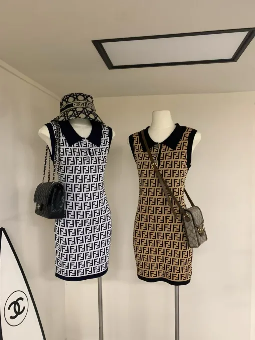 Hochwertige Fendi Weste Grau Strick Monogramm Luxus