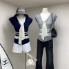 Hochwertige Dior Weste Blaue Strick-Stickerei-Kollektion