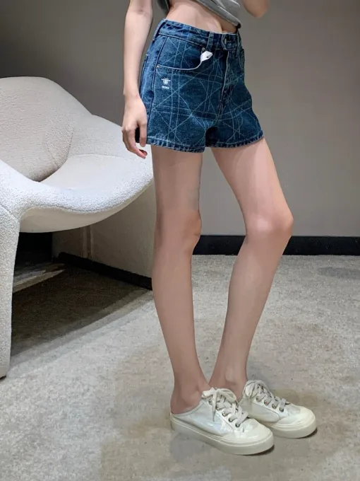 Bestseller Dior Shorts Blue Denim Bestickter Stil