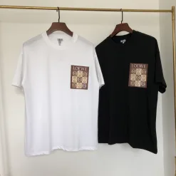 Premium Loewe Kurzarm Schwarz Baumwolle Bestickt Stil