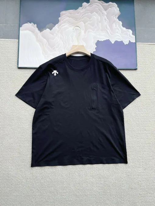 Luxus Descente Kurzarm Schwarz Seide Atmungsaktiv Stil