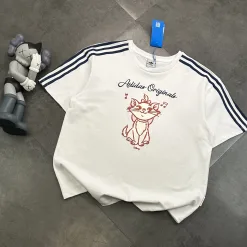 Premium Adidas Kurzarmshirt aus weißer Baumwolle, klassische Kollektion