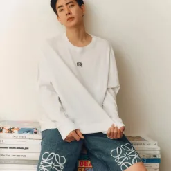 Hochwertige Loewe Shorts Blaue bestickte Kollektion