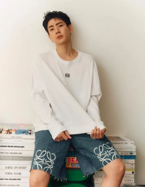 Hochwertige Loewe Shorts Blaue bestickte Kollektion