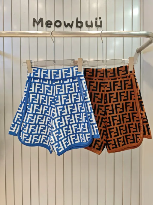 Bestseller Fendi Shorts Blaue Jacquard-Strickkollektion