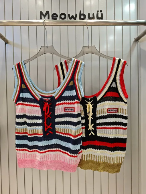 Bestseller Miu Miu Weste Roter Strick Bestickter Stil