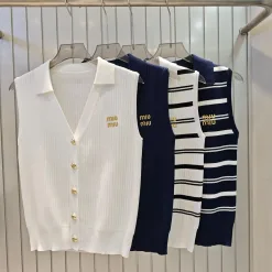 Premium Miu Miu Weste Weiß Strick Bestickt Luxus