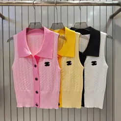 Chanel Weste in Premiumqualität im rosa Strickstil