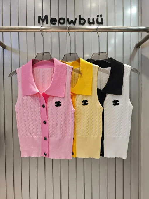 Chanel Weste in Premiumqualität im rosa Strickstil