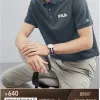 Hochwertiges Fila Kurzarmshirt aus schwarzer Seide im Casual Style