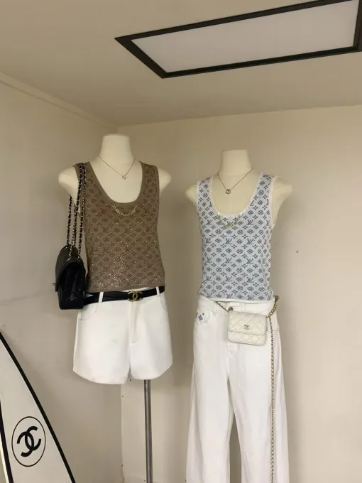 Luxus Louis Vuitton Weste Braun Strick Jacquard Kollektion