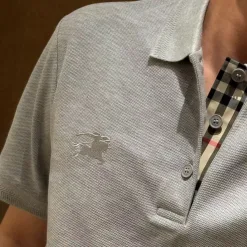 Luxus Burberry Kurzarm Schwarz Baumwolle Bestickt Luxus