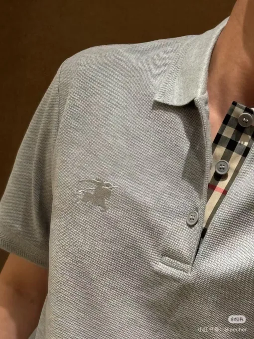 Luxus Burberry Kurzarm Schwarz Baumwolle Bestickt Luxus