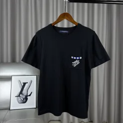 Meistverkaufte Louis Vuitton Kurzarm Schwarz Strick Logo Luxus