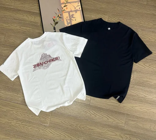 Premium Descente Kurzarmhemden Weiß Jersey Minimalist Collection