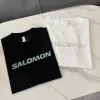 Bestseller Salomon Kurzarmshirt aus schwarzer Seide mit Logo, Luxus