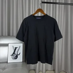 Luxus Louis Vuitton Kurzarm-T-Shirts Schwarzer Strick-Jacquard Luxus