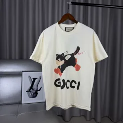 Hochwertiges Gucci Kurzarm-Logo aus schwarzer Baumwolle, Luxus