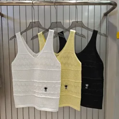 Bestseller Dior Weste Weiß Strick Bestickte Kollektion