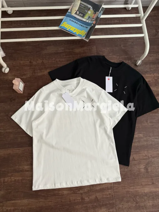 Premium Qualität Margiela Kurzarm Schwarz Baumwolle Druck Luxus