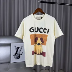 Luxus Gucci Kurzarm Gelb Baumwolle Print Stil