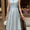 Hochwertige Dior Weste Blau Bestickte Kollektion