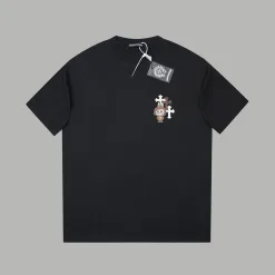 Hochwertige Chrome Hearts Kurzarm-Kollektion aus schwarzer Baumwolle