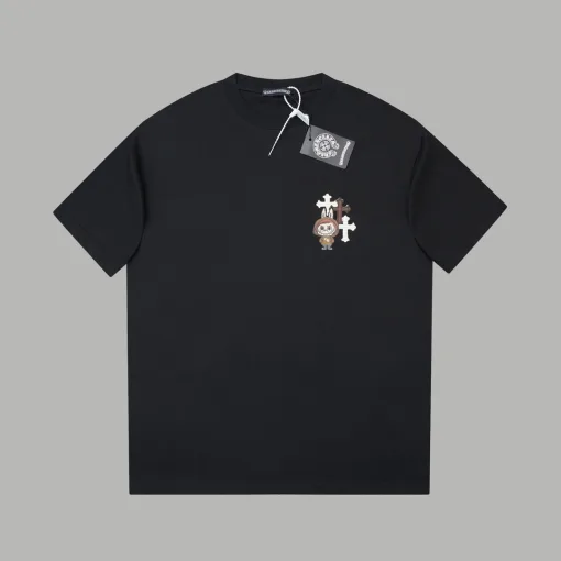 Hochwertige Chrome Hearts Kurzarm-Kollektion aus schwarzer Baumwolle