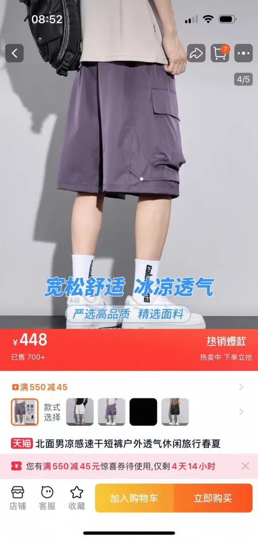 Premium Qualität The North Face Shorts Grau Seide Solid Style