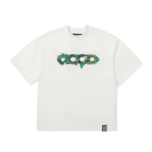 Hochwertiges Express-Kurzarm-Shirt aus grüner Baumwolle mit Stickerei, Luxus