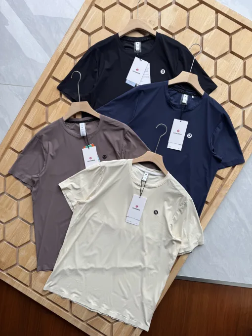 Luxuriöse Lululemon Kurzarm-Freizeitkollektion aus schwarzem Polyester