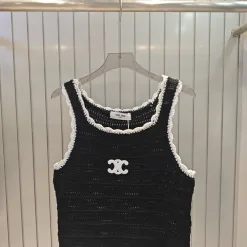 Premium Celine Weste Schwarz Strick Bestickte Kollektion