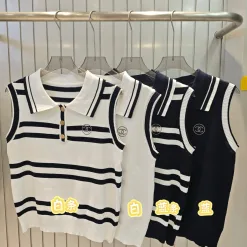 Meistverkaufte Chanel Weste Gold Strick Bestickt Luxus