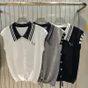 Premium Thom Browne Weste im weißen Strick-Stil mit Stickerei