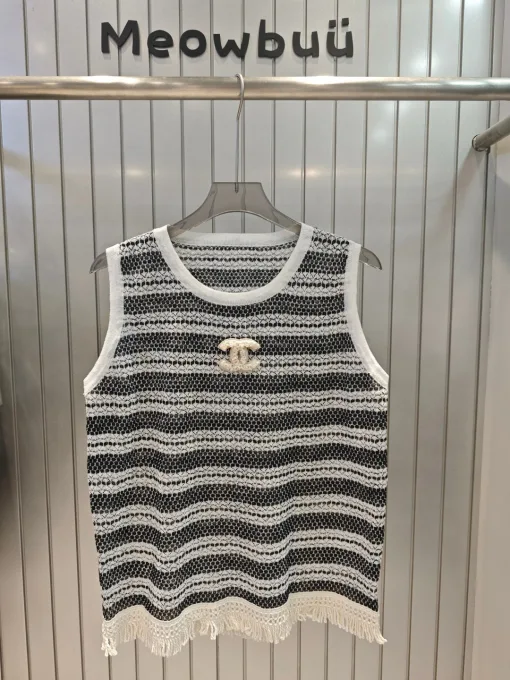 Chanel Weste in Premiumqualität, Strick, gestreift, Luxus