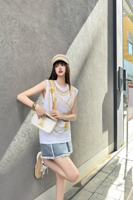 Premium Balmain Weste im weißen Printstil
