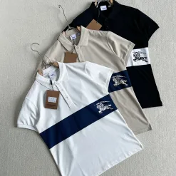 Premium Burberry Kurzarm Weiß Baumwolle Klassisch Luxus