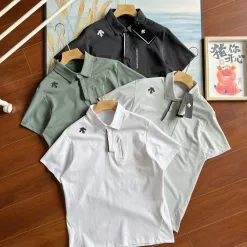 Premium Descente Kurzarm-Shirt aus weißer Baumwolle, atmungsaktiv
