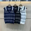 Luxus Chanel Weste Blau Strick Gestreift Kollektion