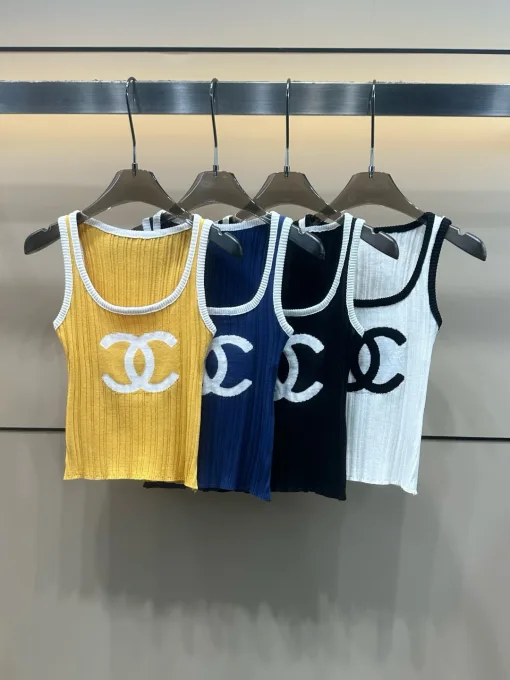 Premium Chanel Weste Gelber Strick Jacquard Stil