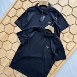 Hochwertige Prada Kurzarm Schwarz Nylon Elegant Luxus
