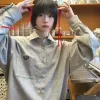Premium Prada Langarmhemd aus grauem Leinen im Oversize-Stil