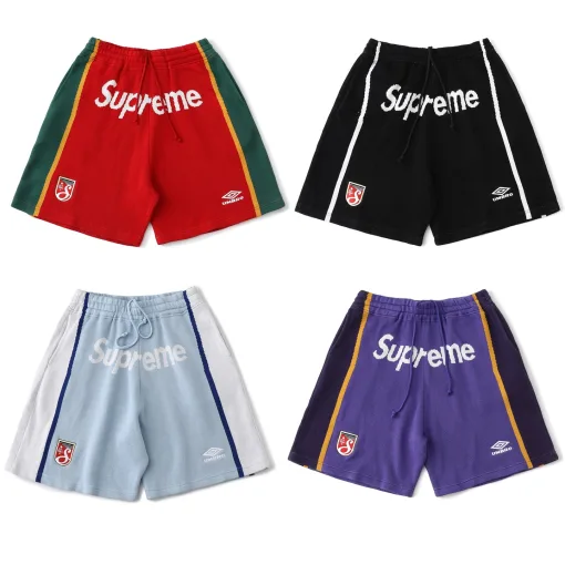 Hochwertige Supreme Shorts in Schwarz, Strick-Patchwork-Stil