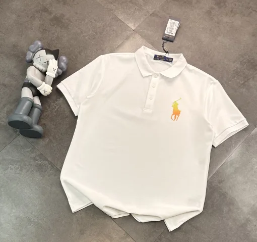 Hochwertige Ralph Lauren Kurzarmhemden Schwarz Strick Farbverlauf Luxus