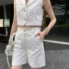 Hochwertige Louis Vuitton Shorts Weißer Baumwoll-Jacquard Luxus