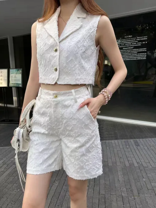Hochwertige Louis Vuitton Shorts Weißer Baumwoll-Jacquard Luxus