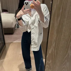 Luxus-Dior-Hemd, weiße bestickte Kollektion