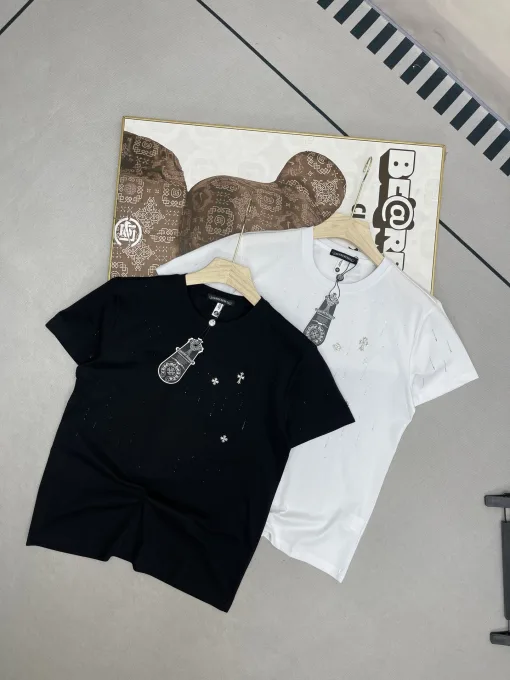 Premium Chrome Hearts Kurzarm Weiß Baumwolle Klassisch Luxus